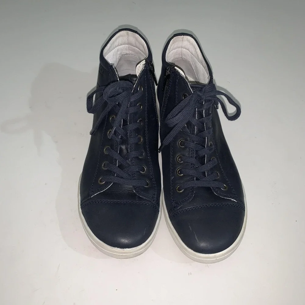 Josef Seibel Shoes Womens 8.5 Blue Leather Lace Up Zip Casual Sneakers